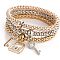 3Pcs Alloy Rhinestone Charm Bangle Set, Stackable Bangles for Women, Key, Inner Diameter: 2-3/4 inch(7cm)