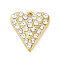 304 Stainless Steel Charms, with Crystal Rhinestone, Golden, Heart, 13x11.5x3mm, Hole: 1mm