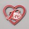 Single Face Printed Heart Wood Pendants, Valentine's Day Wooden Charms, Heart, 44.5x50x2.5mm, Hole: 1.5mm