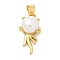 Rack Plating Brass Pendants, with ABS Imitation Pearl, Long-Lasting Plated, Lead Free & Cadmium Free, Real 18K Gold Plated, Fish, 20x10x7.5mm, Hole: 4.5x3mm