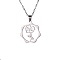 Non-Tarnish 304 Stainless Steel Pendant Necklaces, August Poppy, 16.14~19.69 inch(41~50cm)