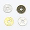Feng Shui Chinoiserie Jewelry Findings Alloy Copper Cash Beads, Flat Round Chinese Ancient Coins with Character KangXi, Mixed Color, 10x1mm, Hole: 2x2mm