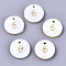Natural Freshwater Shell Charms, Flat Round with Gold Blocking Number, Num.6, 11x2mm, Hole: 1.5mm