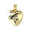 Brass Pendants, Heart, Long-Lasting Plated, Cadmium Free & Lead Free, Rack Plating, Real 18K Gold Plated, Key, 14.5x12.5x3.5mm, Hole: 5mm