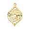 Rack Plating Brass Pendants, Long-Lasting Plated, Eye Charm, Golden, 25x15.5x1mm, Hole: 1.2mm