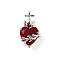 Brass Glass Pendants, Heart with Cross, Lead Free & Cadmium Free, Long-Lasting Plated, Rack Plating, Faceted, Platinum, 20.5x11.5x9mm, Hole: 5.5x3mm