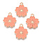 Alloy Enamel Pendants, Sakura Flower, Light Gold, Salmon, 20.5x17.5x1.5mm, Hole: 2mm