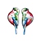 2Pcs Transparent Epoxy Resin Pendants, Bird, with Gold Foil, Red, 30x13x2.5mm, Hole: 1.2mm, 2pcs/set