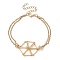 Brass Braided Macrame Pouch Empty Stone Holder Bracelet Making, with 304 Stainless Steel Cable Chains, Real 18K Gold Plated, 7-1/8 inch(18cm)