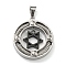 Ion Plating(IP) 304 Stainless Steel Pendants, Flat Round with Star of David, Gunmetal & Stainless Steel Color, 33.5x29.5x6mm, Hole: 9x4mm