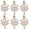 8Pcs Brass Cubic Zirconia Pendants, Clover Charm, Real 18K Gold Plated, 22x14x4.5mm, Hole: 3.5x4.5mm