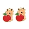 Christmas Deer Theme Alloy Enamel Pendants, Golden, Apple, 25.5x19x1.5mm, Hole: 2mm