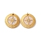 304 Stainless Steel Enamel Pendants, with Rhinestone, Flat Round with Star Charm, with Jump Ring, Ion Plating(IP), Real 18K Gold Plated, 18.5x3.5mm, Hole: 2.5mm