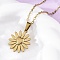 Heart Flower 304 Stainless Steel Pendant Necklaces, Ion Plating(IP), Real 18K Gold Plated, 17.72 inch(45cm)