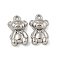 Non-Tarnish 304 Stainless Steel Charms, Bear Charms, Stainless Steel Color, 14.5x9x4.5mm, Hole: 1.2mm