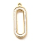 Hollow Oval 304 Stainless Steel Pendants, with Plastic Imitation Shell, Ion Plating(IP), Golden, 24x9x1.5mm, Hole: 1.5mm