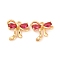 Brass Micro Pave Cubic Zirconia Charms, Cadmium Free & Nickel Free & Lead Free, Bowknot, Cerise, 12x13x3.5mm, Hole: 1.4mm