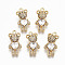 Brass Micro Pave Clear Cubic Zirconia Pendants, Inlay Bear Shape Charms, Nickel Free, Real 18K Gold Plated, 18x9.5x6mm, Hole: 1.5mm