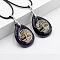 Synthetic Blue Goldstone Pendant Necklaces, Imitation Leather Cord Necklaces for Women, 17.72 inch(45cm)