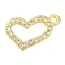 Rack Plating Brass Micro Pave Cubic Zirconia Charms, Long-Lasting Plated, Lead Free & Cadmium Free, Heart, Real 18K Gold Plated, 8x12x2mm, Hole: 1.2mm