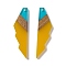 Transparent Resin & Walnut Wood Big Pendants, Jagged Shape Charms, Gold, 53x14x3mm, Hole: 2mm