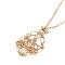 Brass Chains Macrame Pouch Empty Stone Holder for Pendant Necklaces Making, with 304 Stainless Steel Cable Chains & Clasp, Golden, 19.29 inch(49cm)