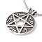 Alloy David Star Pendant Necklace with 201 Stainless Steel Box Chains, Gothic Jewelry for Men Women, Antique Silver & Stainless Steel Color, 23.62 inch(60cm)