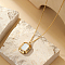 Stainless Steel Curb Necklaces, Geometric White Shell Pendant Necklaces