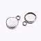 Tarnish Resistant 304 Stainless Steel Pendant Cabochon Settings, Plain Edge Bezel Cups, Flat Round, Stainless Steel Color, Tray: 8mm, 14x10x2mm, Hole: 2.5mm