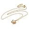 Flower PVD Vacuum Plating 304 Stainless Steel Pendant Necklaces, with Rhinestone & Plastic Pearl, Golden, 16.34 inch(41.5cm)