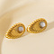 304 Stainless Steel Teardrop Stud Earrings, with Enamel, Golden, 24x15mm