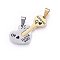 304 Stainless Steel Split Pendants, with Enamel, Heart with Key, with Word, Golden & Stainless Steel Color, 23x44.5x2mm, Hole: 10x5mm, One Side: 23.5x26.8x2.3mm, Hole: 10x5mm, Another Side: 32x14.5x2.3mm, Hole: 10x5mm