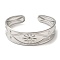 Non-Tarnish 304 Stainless Steel Cuff Bangles, Flower Open Bangles for Women, Stainless Steel Color, Inner Diameter: 2x1-7/8 inch(5.2x4.7cm), 11.5~18mm