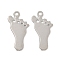Rack Plating Brass Pendants, Long-Lasting Plated, Cadmium Free & Nickel Free & Lead Free, Foot, Platinum, 11.5x6x0.3mm, Hole: 0.9mm