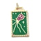 Brass Micro Pave Cubic Zirconia Pendant with Enamel, Cadmium Free & Nickel Free & Lead Free, Rectangle, Sea Green, 45.5x25.5x2.5mm, Hole: 4.5mm