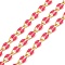 Ion Plating(IP) Brass Dapped Chains, Cable Chains with Enamel, Real 18K Gold Plated, Soldered, with Spool, Flat Oval, Cerise, 8.5x4x2mm, about 32.81 Feet(10m)/Roll