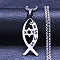 201 Stainless Steel Religion Jesus Fish Pendant Necklaces, Stainless Steel Color, 23.39 inch(59.4cm)