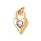 Ion Plating(IP) 304 Stainless Steel with Rhinestone Pendants, with Jump Ring, Real 14K Gold Plated, Heart Lock Charm, Tangerine, 20x11.5x6mm, Hole: 5x3mm