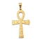 304 Stainless Steel Pendants, Ankh Cross Charm, PVD Vacuum Plating, Golden, 45.5x26.5x2mm, Hole: 8x5.5mm