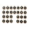 Alloy Black Enamel Pendants, Golden, Letter A~Z & Heart Charm, Hexagon, 20x15.5x2.5mm, Hole: 1.5mm, 26pcs/set