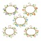 5Pcs 5 Color Glass Pearl & Flower & Acrylic Leaf Charm Bracelets Set, Golden 304 Stainless Steel Stackable Bracelets for Women, Mixed Color, 7-1/2 inch(19cm)