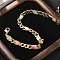 Brass Enamel Links Bracelets for Women, Cadmium Free & Lead Free, Rack Plating, Real 18K Gold Plated, 7-1/2 inch(18.9cm)