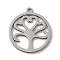 Non-Tarnish 201 Stainless Steel Pendants, Stainless Steel Color, Laser Cut, Flat Round Charm, Heart, 15.5x13x1mm, Hole: 1mm