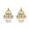 304 Stainless Steel Enamel Charms, with Jump Rings, Hamsa Hand/Hand of Fatima/Hand of Miriam with Eye, Real 14K Gold Plated,Sky Blue,14.5x11.5x1mm, Hole: 1.9mm