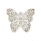 Alloy Pendants, with Crystal Rhinestone, Butterfly, Silver, 19.5x22x2.5mm, Hole: 2.8x2mm