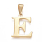 304 Stainless Steel Pendants, Golden, Initial Letter.E, 26x21x1mm, Hole: 3.5x10mm