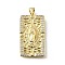 Brass Micro Pave Cubic Zirconia Pendants, Rectangle & Virgin Mary Charms, Rack Plating, Long-Lasting Plated, Lead Free & Cadmium Free, Real 18K Gold Plated, 32.5x17.5x3mm, Hole: 3.5x4mm