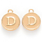Golden Plated Alloy Enamel Charms, Cadmium Free & Lead Free, Enamelled Sequins, Flat Round with Letter, Wheat, Letter.D, 14x12x2mm, Hole: 1.5mm