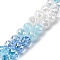 Transparent Glass Beads Strands, Round, Faceted, Sky Blue, 8x7mm, Hole: 1.5mm, about 50pcs/strand, 14.17''(36cm)