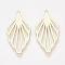 Brass Pendants, Petal, Nickel Free, Real 18K Gold Plated, 31.5x16x1mm, Hole: 0.9mm